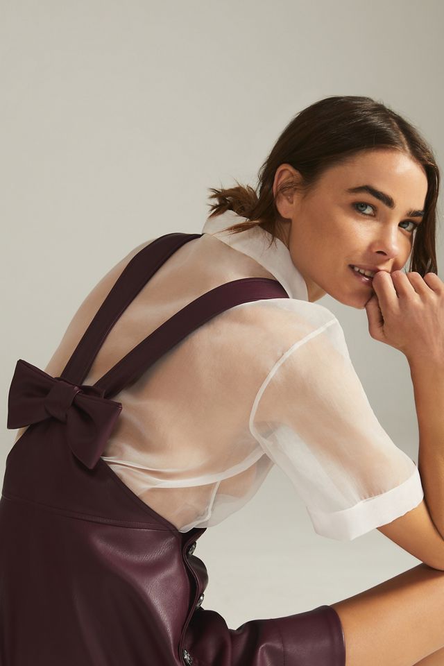 Maeve Faux Leather Pinafore #1