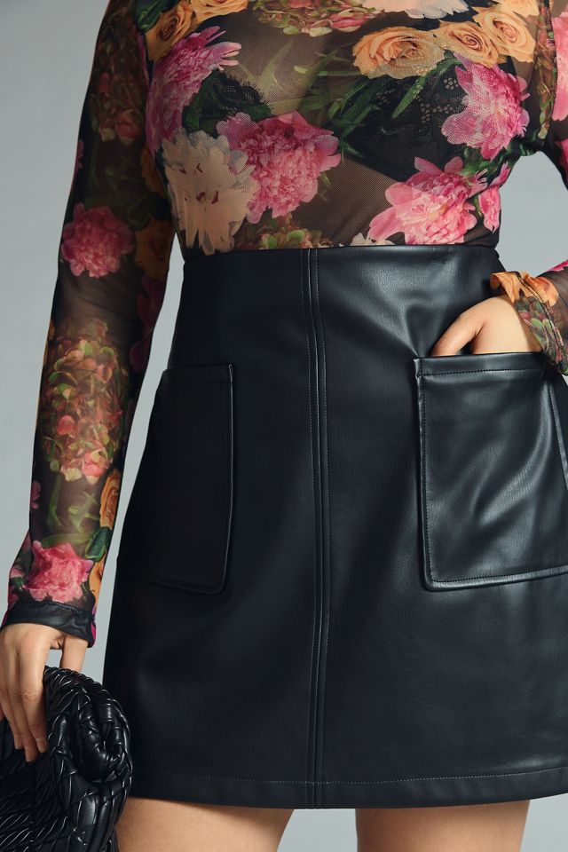 Maeve Faux Leather A-Line Mini Skirt #6