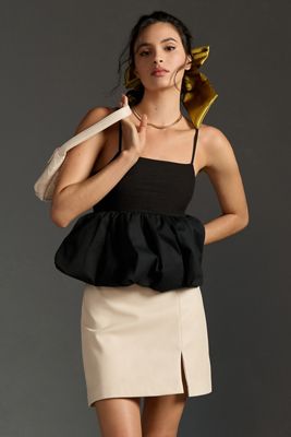 By Anthropologie Faux-Leather Buckle Mini Skirt
