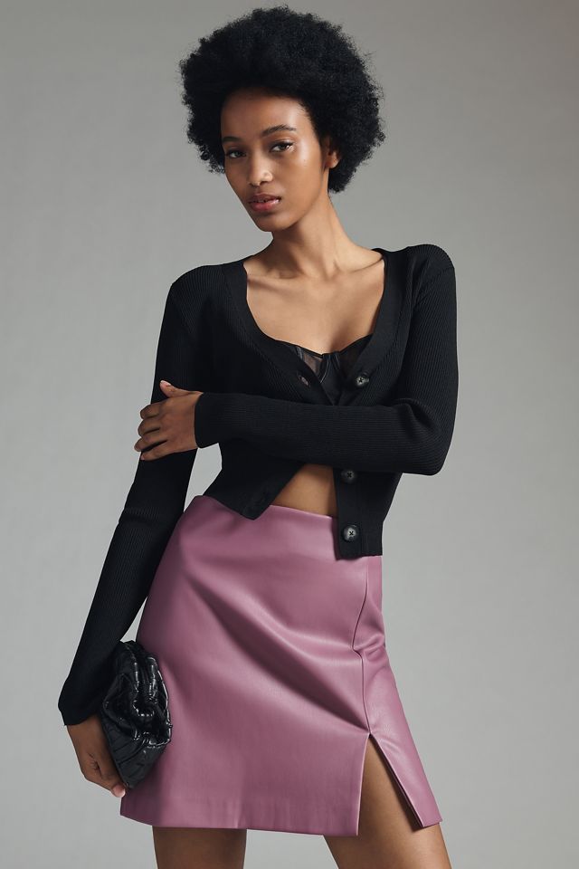 By Anthropologie Micro Mini Faux Leather Skirt #3