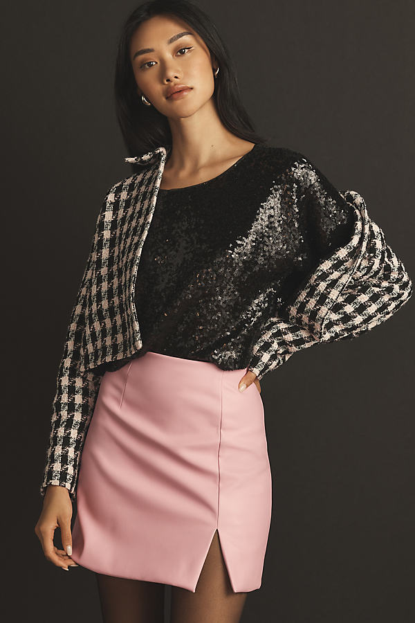 By Anthropologie Micro Mini Faux Leather Skirt In Pink