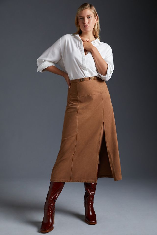 By Anthropologie Faux Suede Pinafore Skirt #7