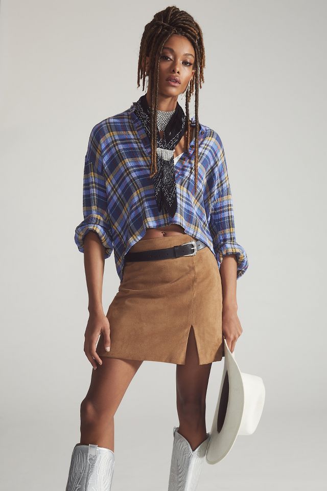 Anthropologie faux suede skirt sales