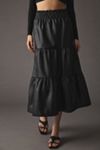 Anthropologie The Somerset Maxi Dress: Faux Leather Embroidered BLACK XS