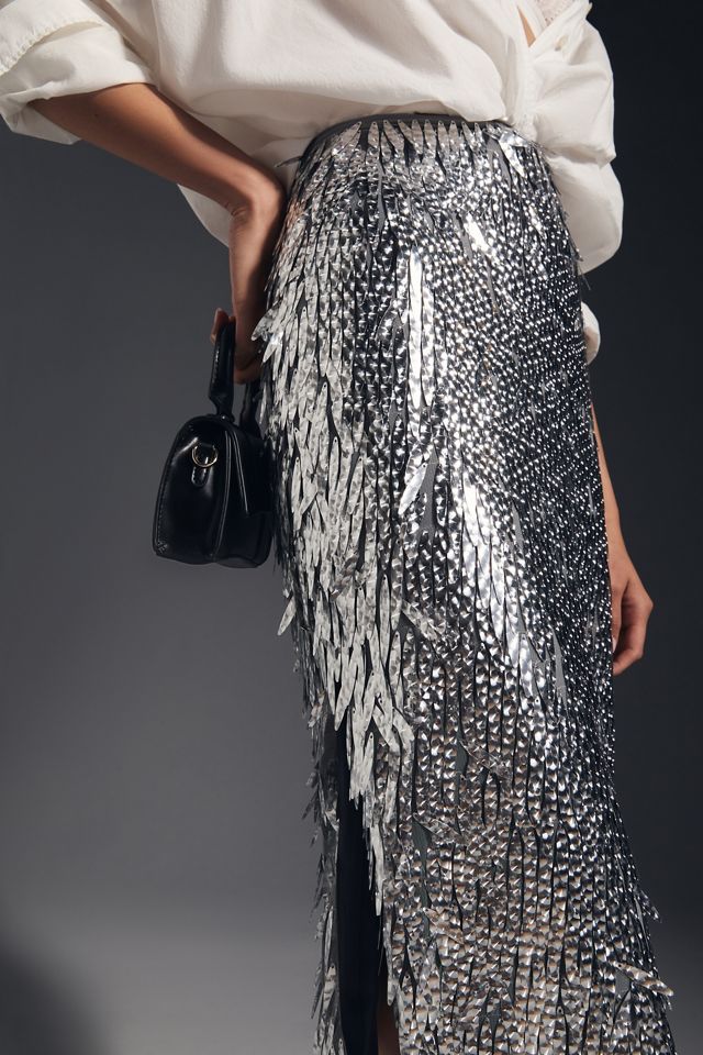 By Anthropologie Sequin Fringe Skirt #1