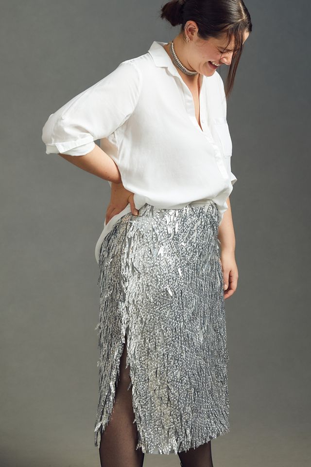 By Anthropologie Sequin Fringe Skirt #6