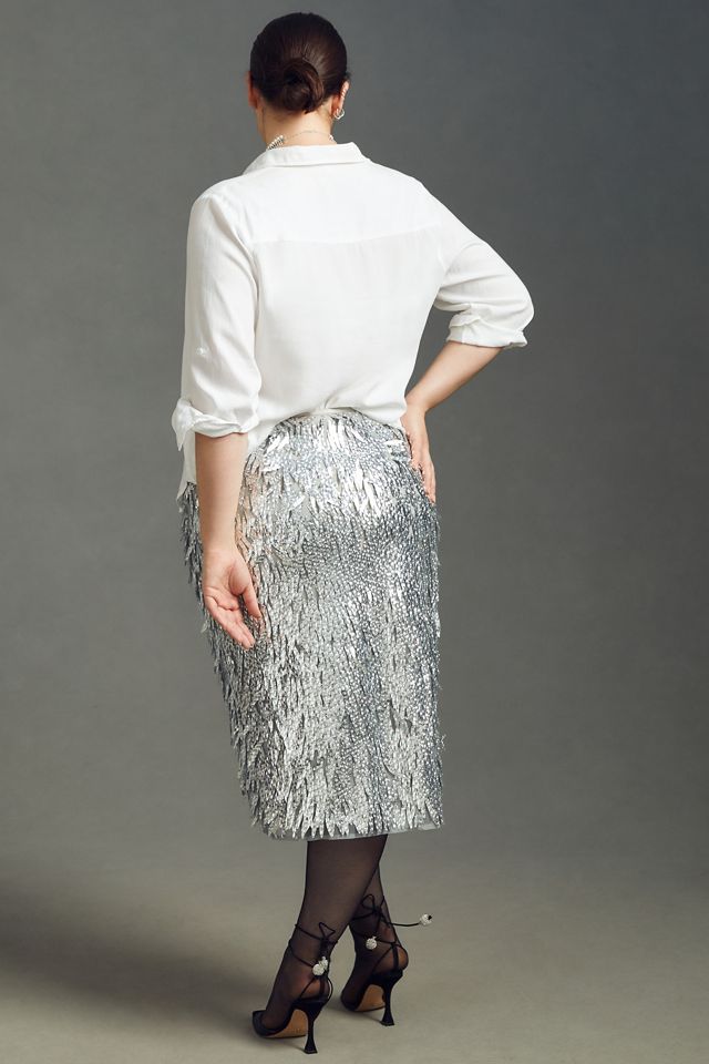 By Anthropologie Sequin Fringe Skirt #9