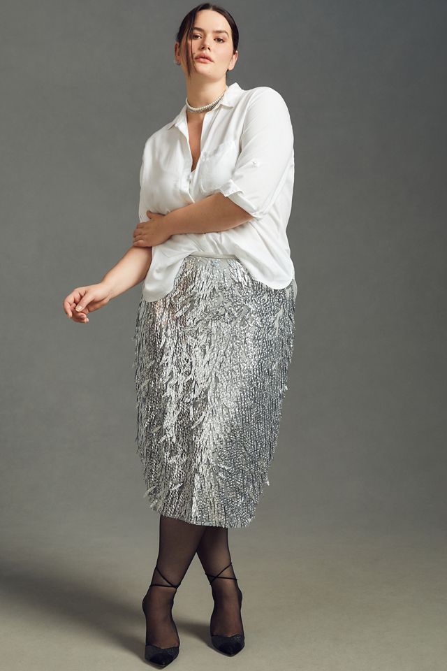 By Anthropologie Sequin Fringe Skirt #5