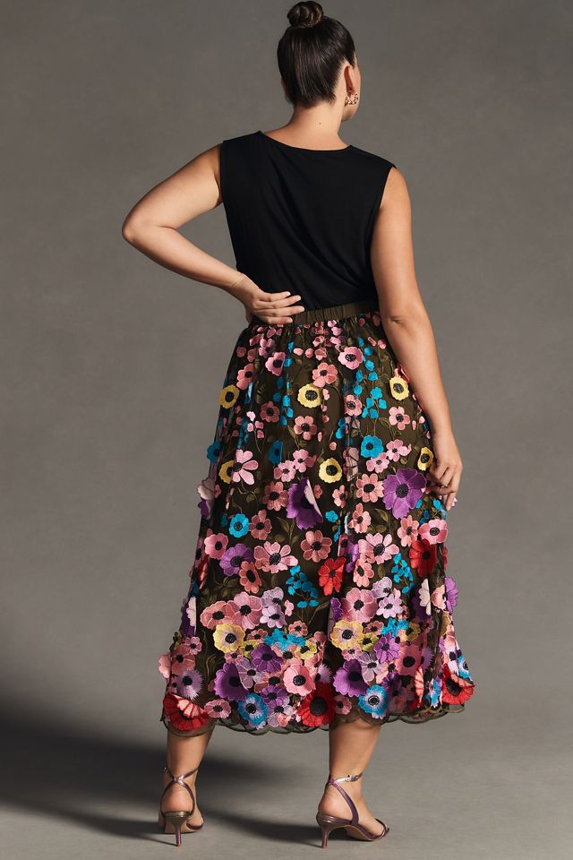 Maeve Floral Appliqué Skirt | Anthropologie
