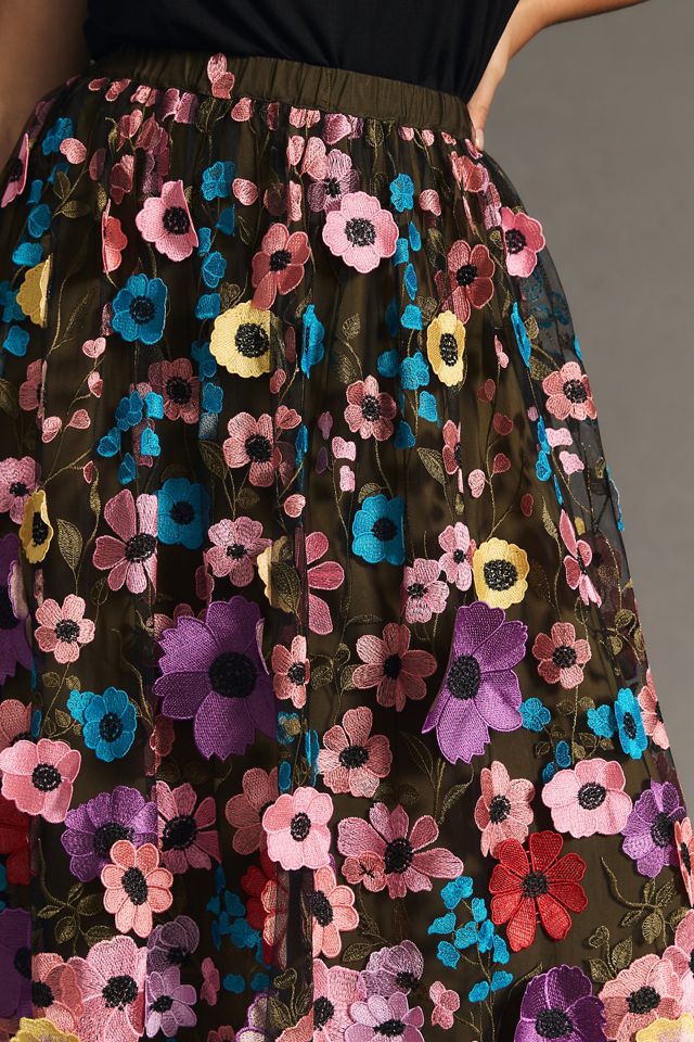 Maeve Floral Appliqué Skirt | Anthropologie
