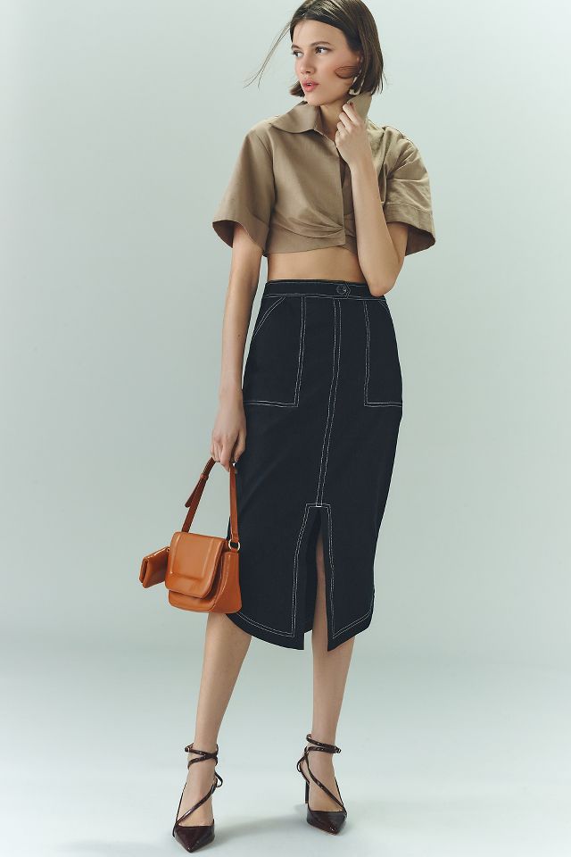 Maeve Front-Slit Utility Skirt | Anthropologie