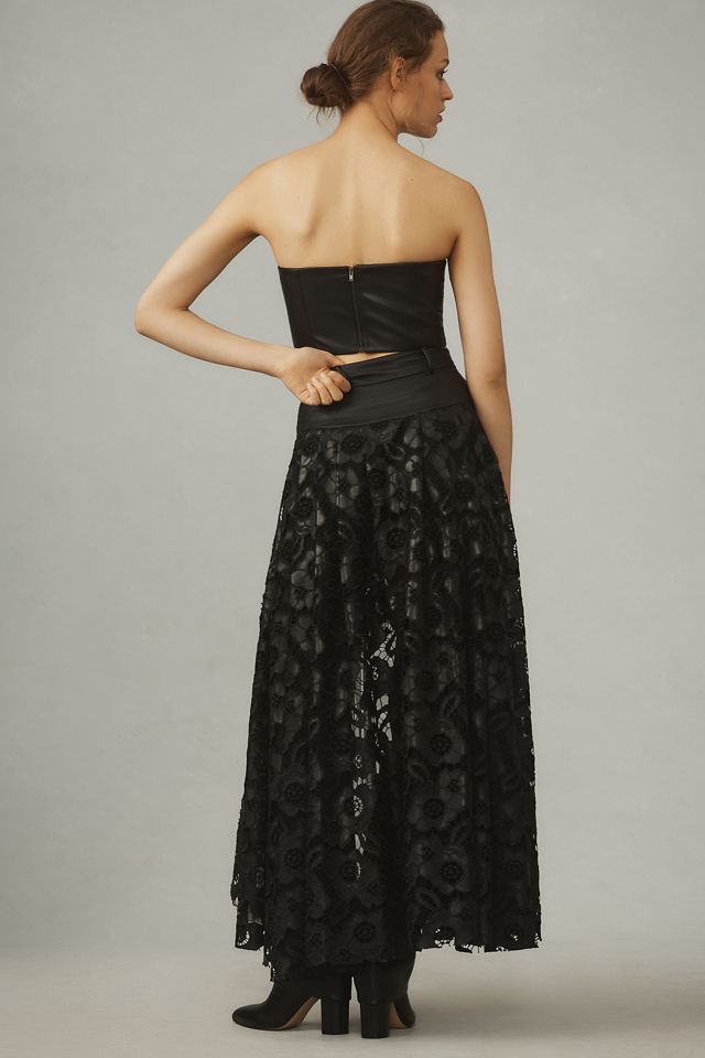 By Anthropologie Faux Leather Cutwork High-Low Skirt #2