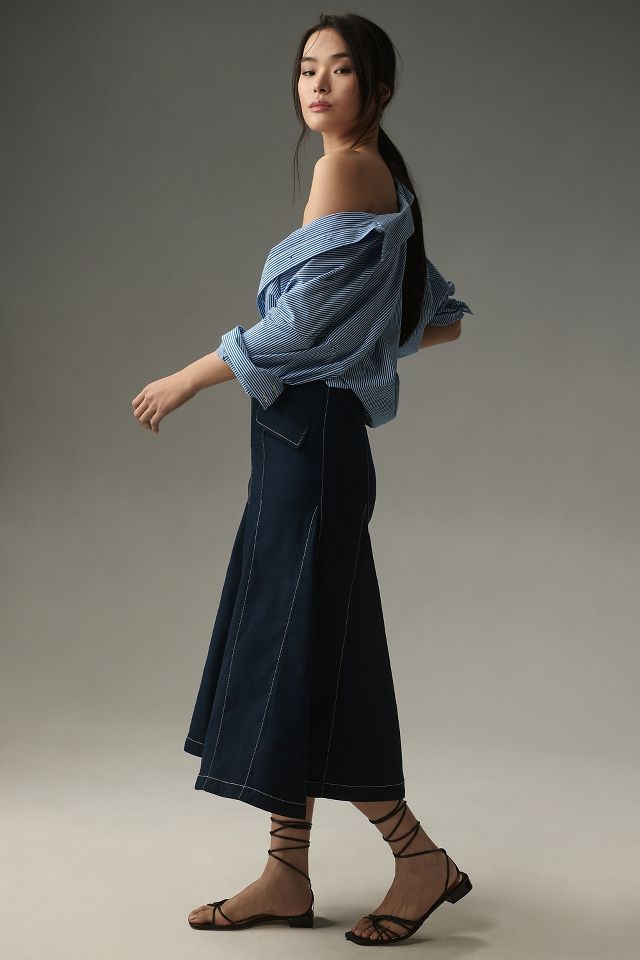 Maeve Seamed A-Line Midi Skirt | Anthropologie