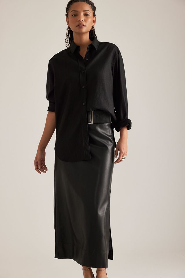 By Anthropologie Belted Faux-Leather Skirt #5