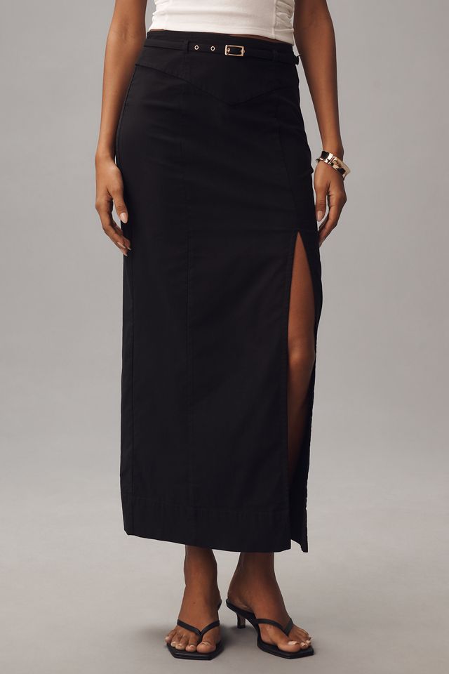 ★SCULPTOR★ Table Cloth Maxi Skirt Glossy Black SC24S424BK Astrid Maxi Skirt