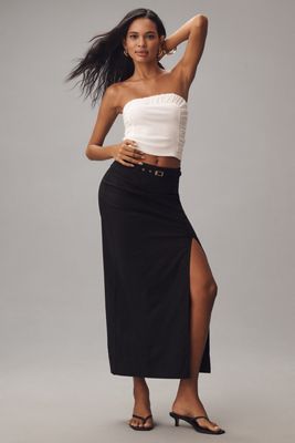 PAIGE Ogden Faux-Leather Midi Skirt | Anthropologie