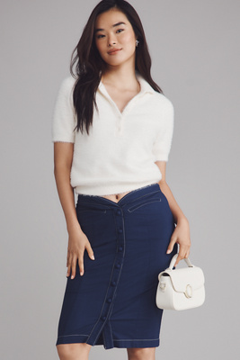 Maeve Curved-Waist Buttondown Pencil Skirt