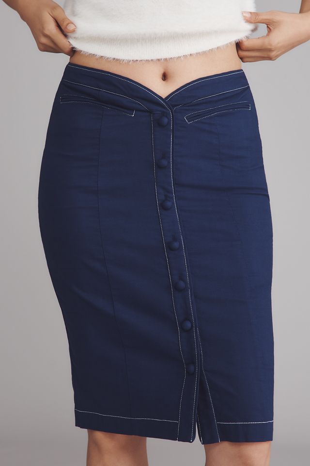 Maeve Curved-Waist Buttondown Pencil Skirt #1
