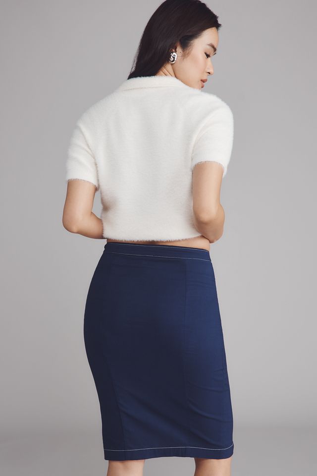 Maeve Curved-Waist Buttondown Pencil Skirt #2