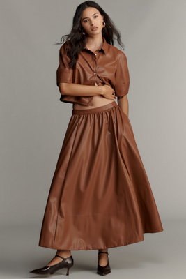 Maeve Faux-Leather Full Maxi Skirt product page
