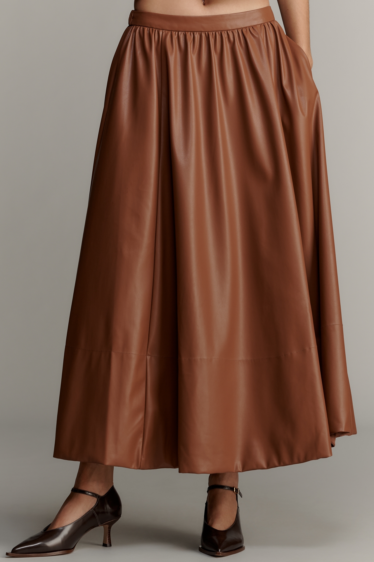 Maeve Faux-Leather Full Maxi Skirt