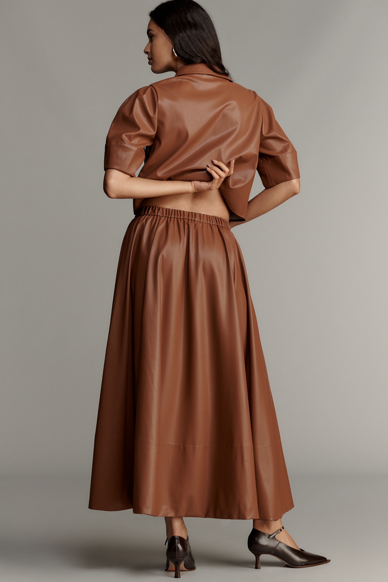 Maeve Faux-Leather Full Maxi Skirt