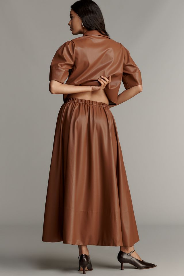 Maeve Faux-Leather Full Maxi Skirt #2