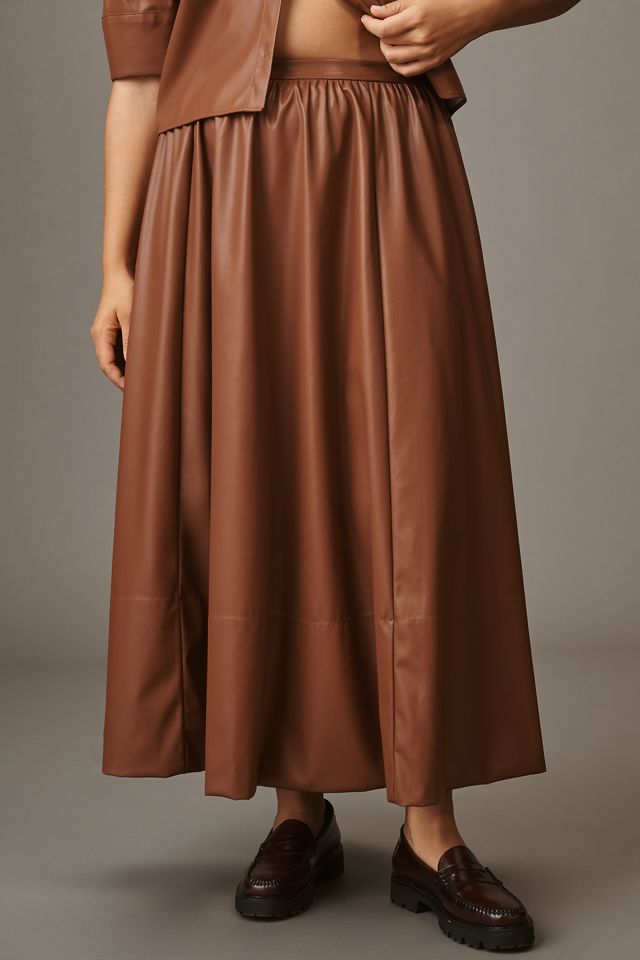 Maeve Faux-Leather Full Maxi Skirt #4