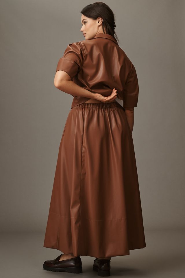 Maeve Faux-Leather Full Maxi Skirt #5