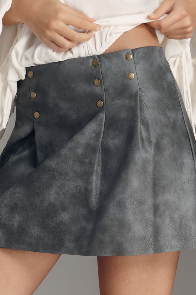 By Anthropologie Faux-Leather Studded Mini Skirt #1