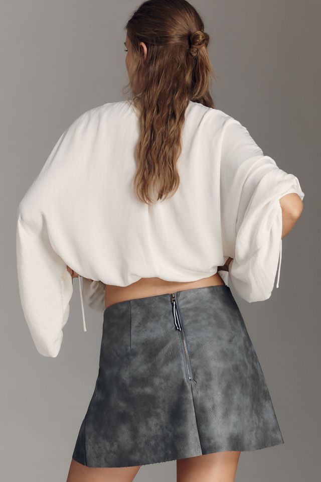 By Anthropologie Faux-Leather Studded Mini Skirt #2