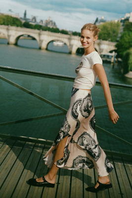 Maeve Bias-cut Satin Midi Skirt In White