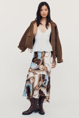 Maeve Bias-Cut Satin Midi Skirt