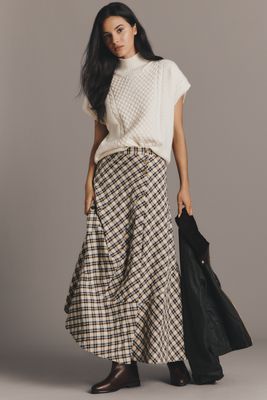 By Anthropologie Asymmetric Hardware Wrap Midi Skirt
