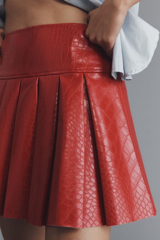 Maeve Patent Faux-Leather Pleated Mini Skirt #1