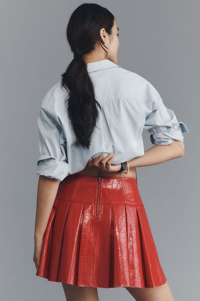 Maeve Patent Faux-Leather Pleated Mini Skirt #2