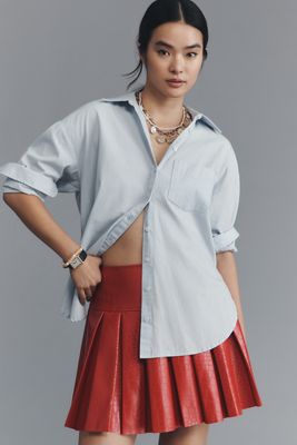 Maeve Patent Faux Leather Pleated Mini Skirt