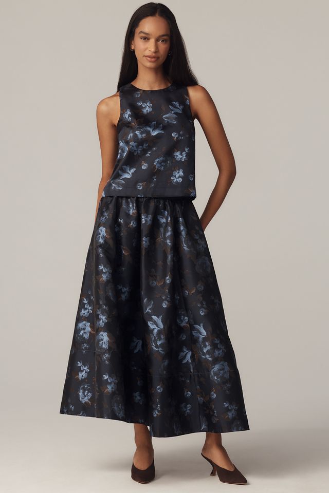 The Jacie Poplin Printed Maxi Skirt by Maeve #1