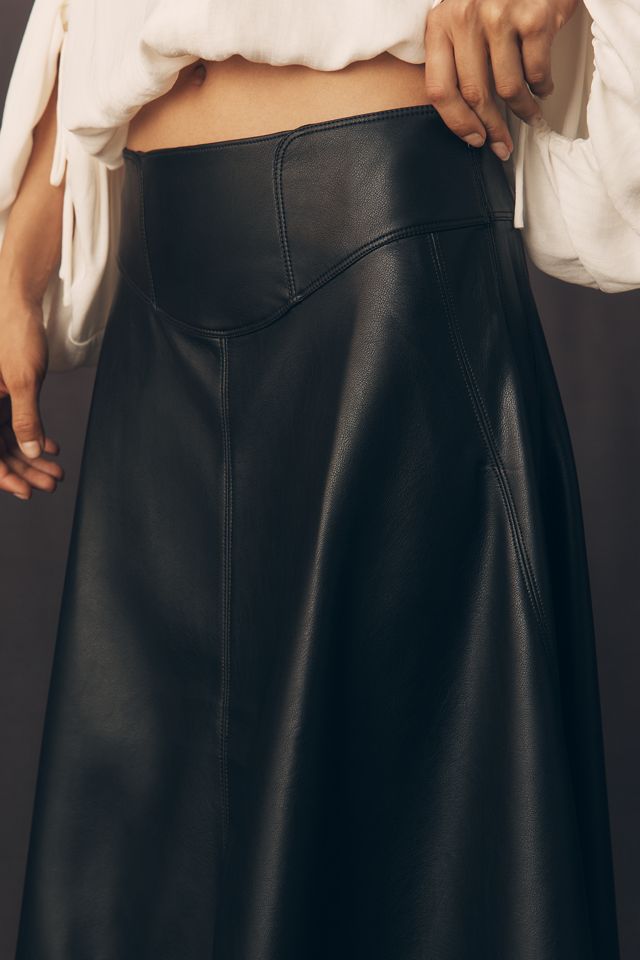 By Anthropologie Faux Leather Midi Skirt | Anthropologie