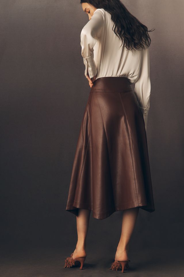 By Anthropologie Midirock aus Kunstleder #1