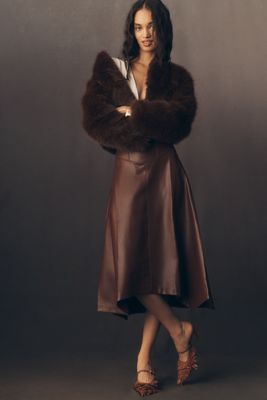 By Anthropologie Faux-Leather Midi Skirt