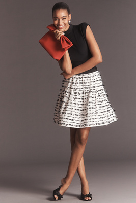 Maeve Bow Mini Skirt In Black