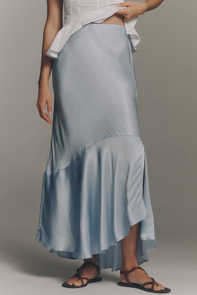Maeve Satin Asymmetric Midi Skirt #1
