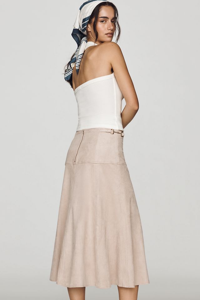 Maeve Twyla Paneled Faux Suede Midi Skirt #2