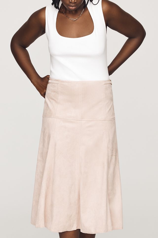Maeve Twyla Paneled Faux Suede Midi Skirt #5
