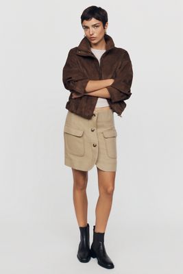 Maeve Layered Suiting Mini Skirt