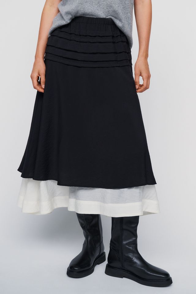 Maeve Layered Ruched Midi Skirt #1