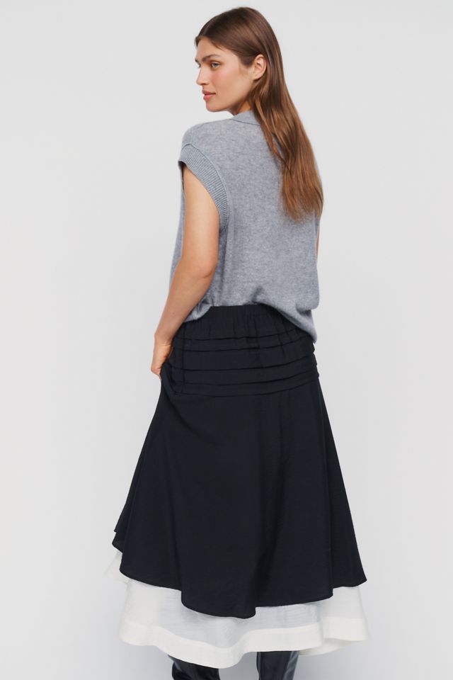 Maeve Layered Ruched Midi Skirt #2