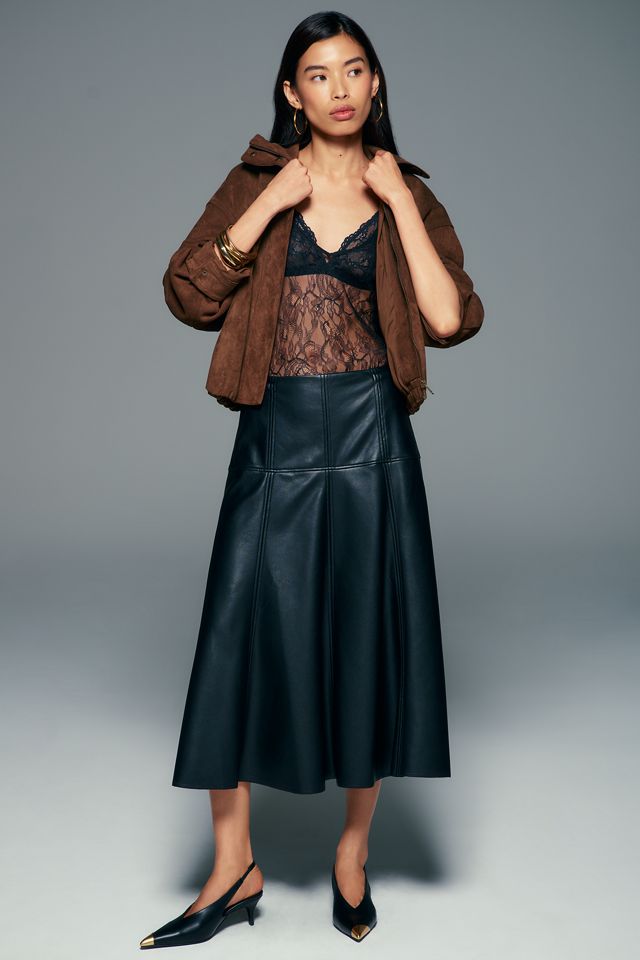 Maeve Twyla Paneled Faux Leather Midi Skirt #2