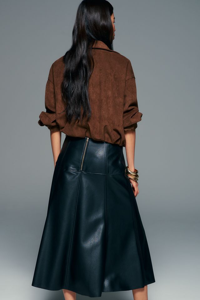 Maeve Twyla Paneled Faux Leather Midi Skirt #3